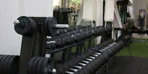 Rack of dumbells