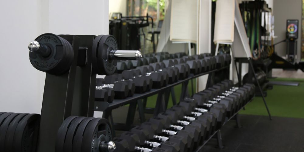 Rack of dumbells